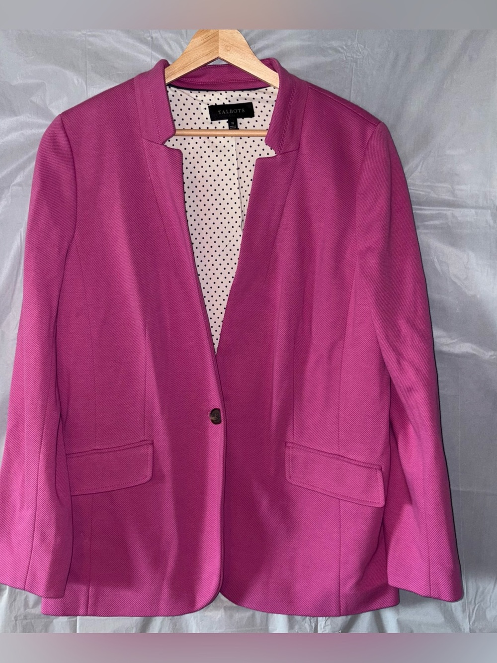 Talbots Blazer Jacket Womens Sz 16 Pink Cotton Blend Office Corpcore Barbie